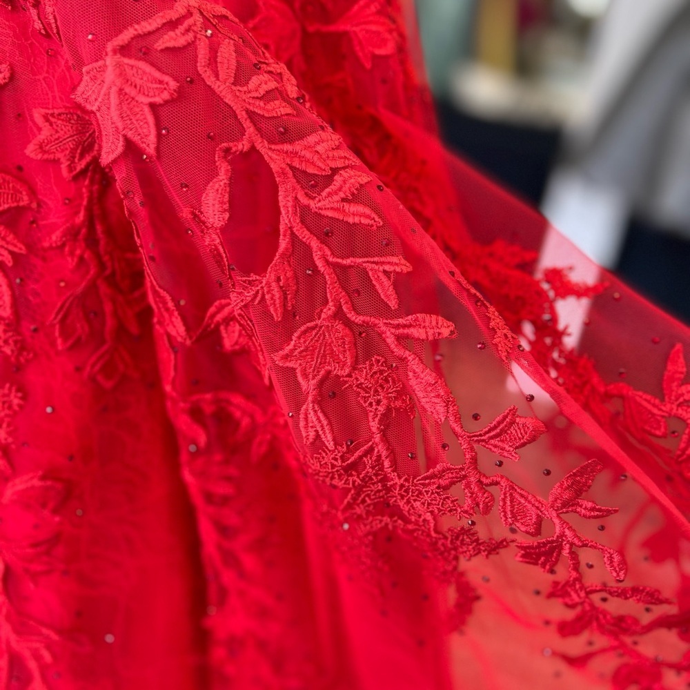 SHERRI HILL RED STRAPLESS CORSET A-LINE PROM DRESS 55760 SIZE 6 NWT PROM - Picture 4 of 12